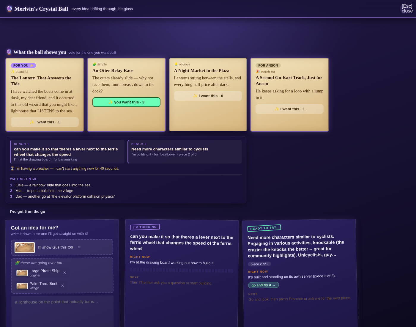 The crystal ball with visions in it — the page's own stylesheet against mock data